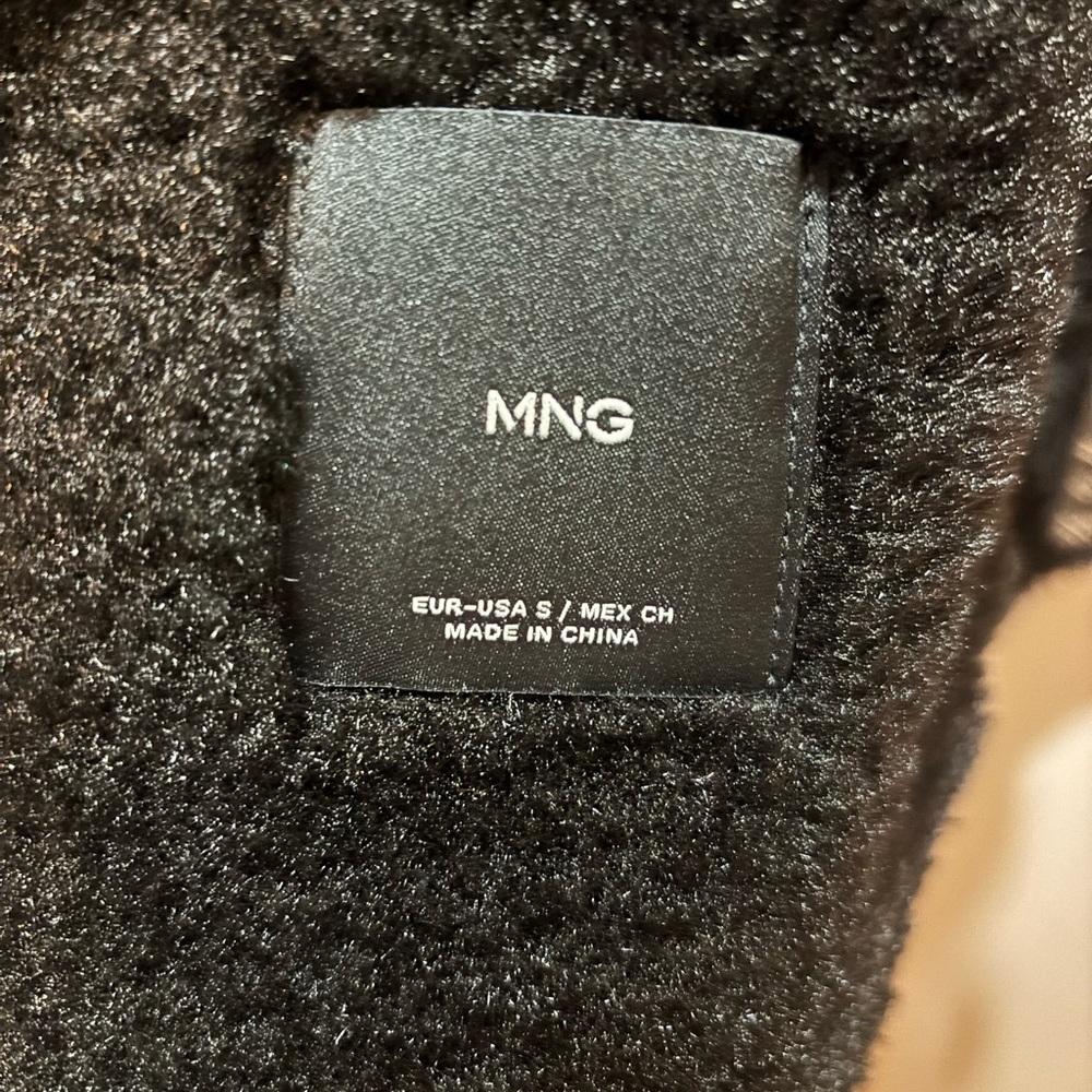 Mango Black Vegan Leather Shearling Jacket - Picture 4 of 5